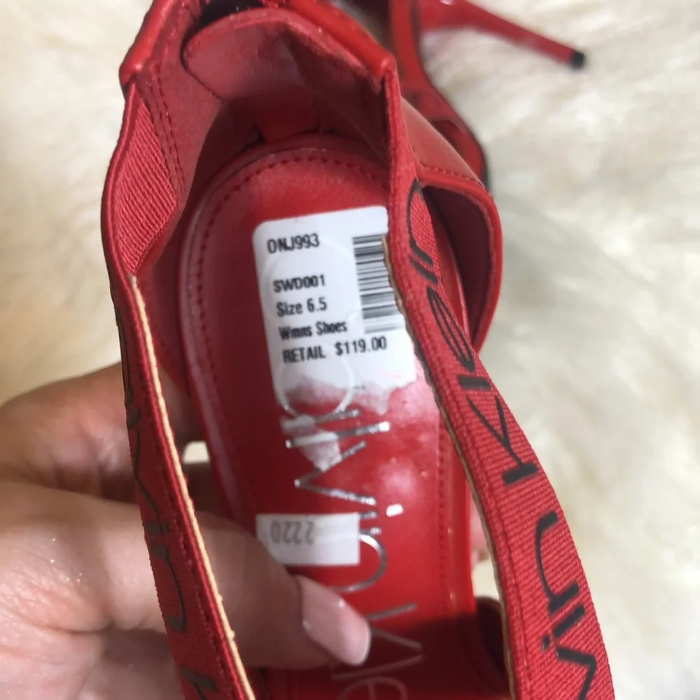 CALVIN KLEIN Red SALAS SANDALS - Picture 6 of 10